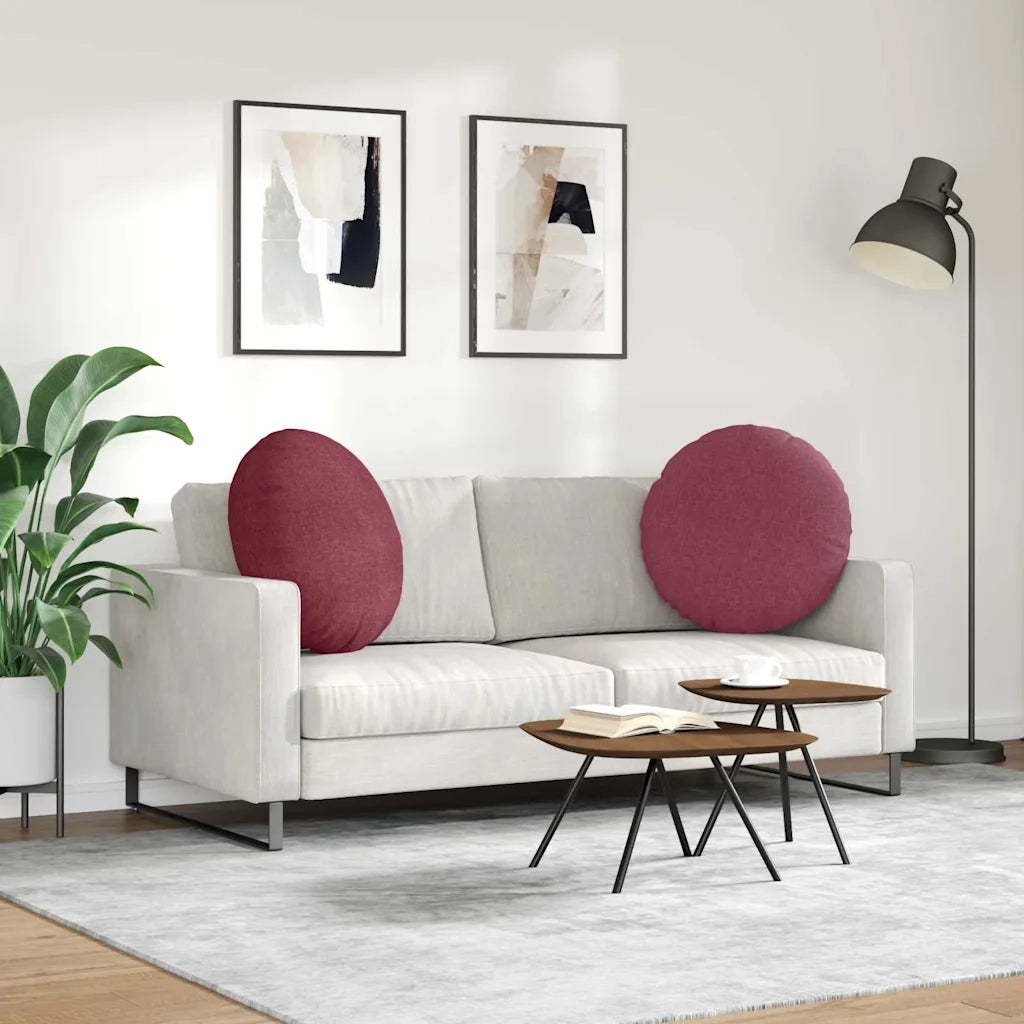 Cuscini per Seduta 2 pcs Rosso Vino Ø60 x 21 cm Tessuto 42014197