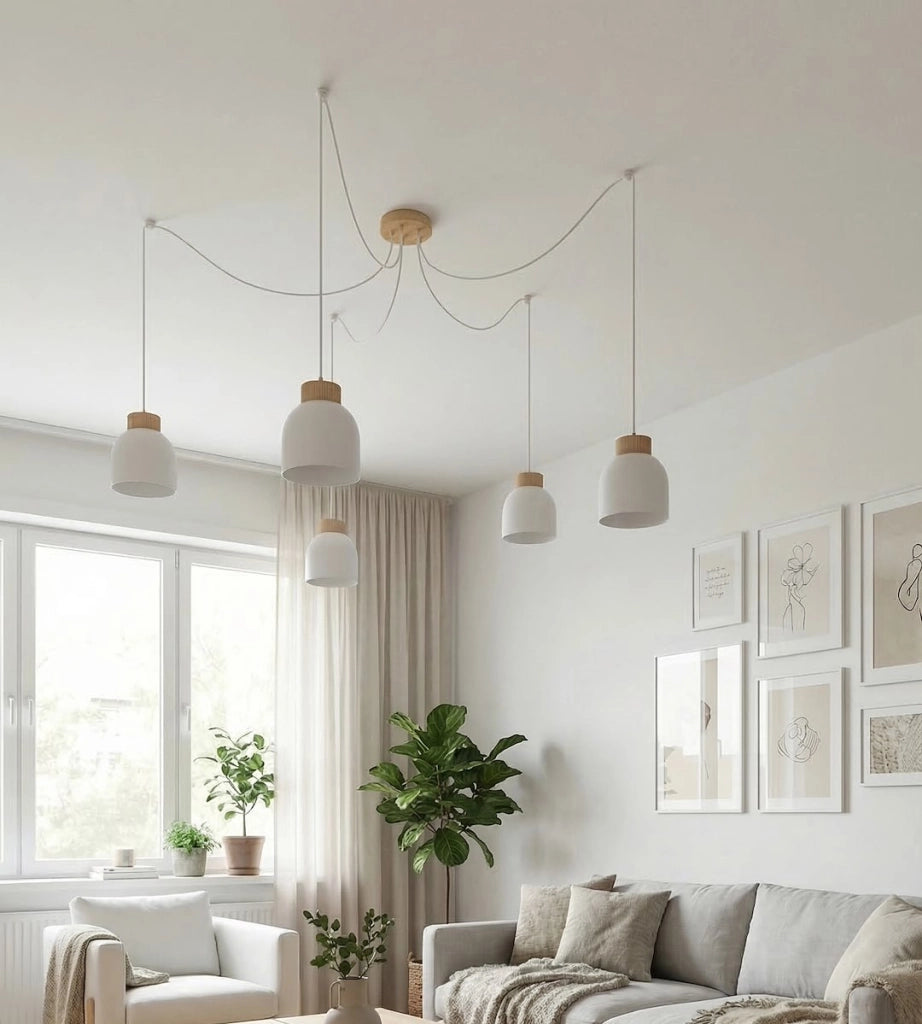 Lampada sospesa KRU bianca spider 5xE27 Emibig