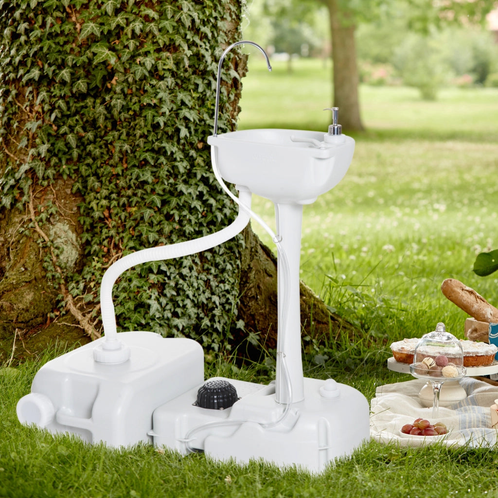 Lavabo Portatile da Giardino ¨C Xylo ¨C 17L Grigio Chiaro 83x50x103cm