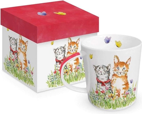 Tazza da caffè con disegno gatto e scatola regalo