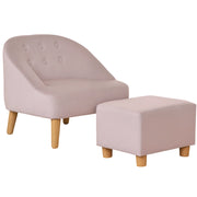Poltrona con pouf per bambini 3-5 anni ¨C zephmum ¨C rosa velluto 51x51x50 cm