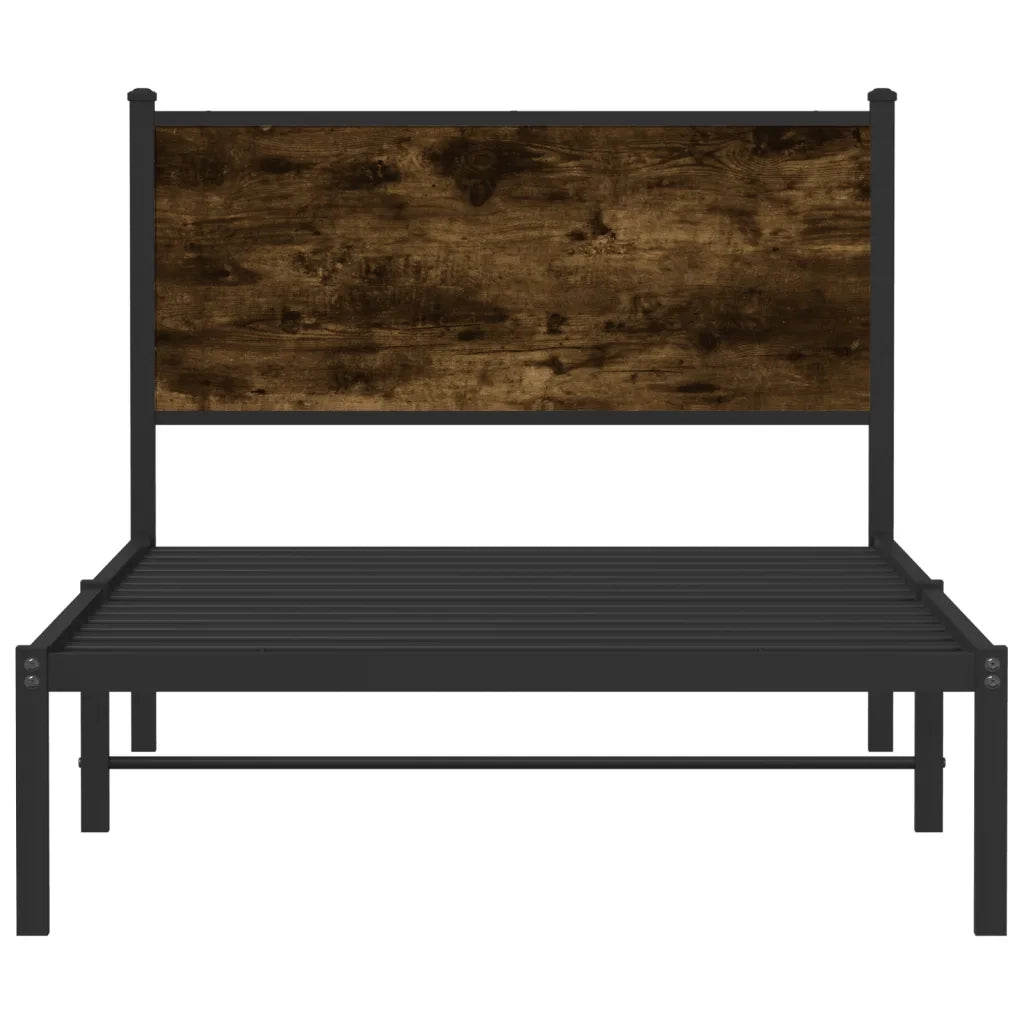 Letto singolo | Letto per adulti | Giroletto senza Materaso in Metallo Rovere Fumo 100x190 cm