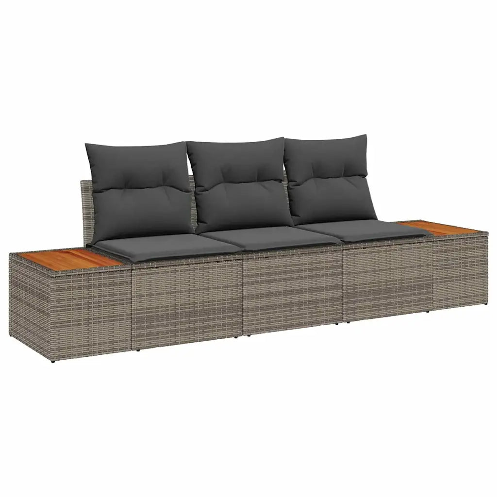 Set Divano da Giardino con cuscino 3 pcs Grigio polyrattan 3348015