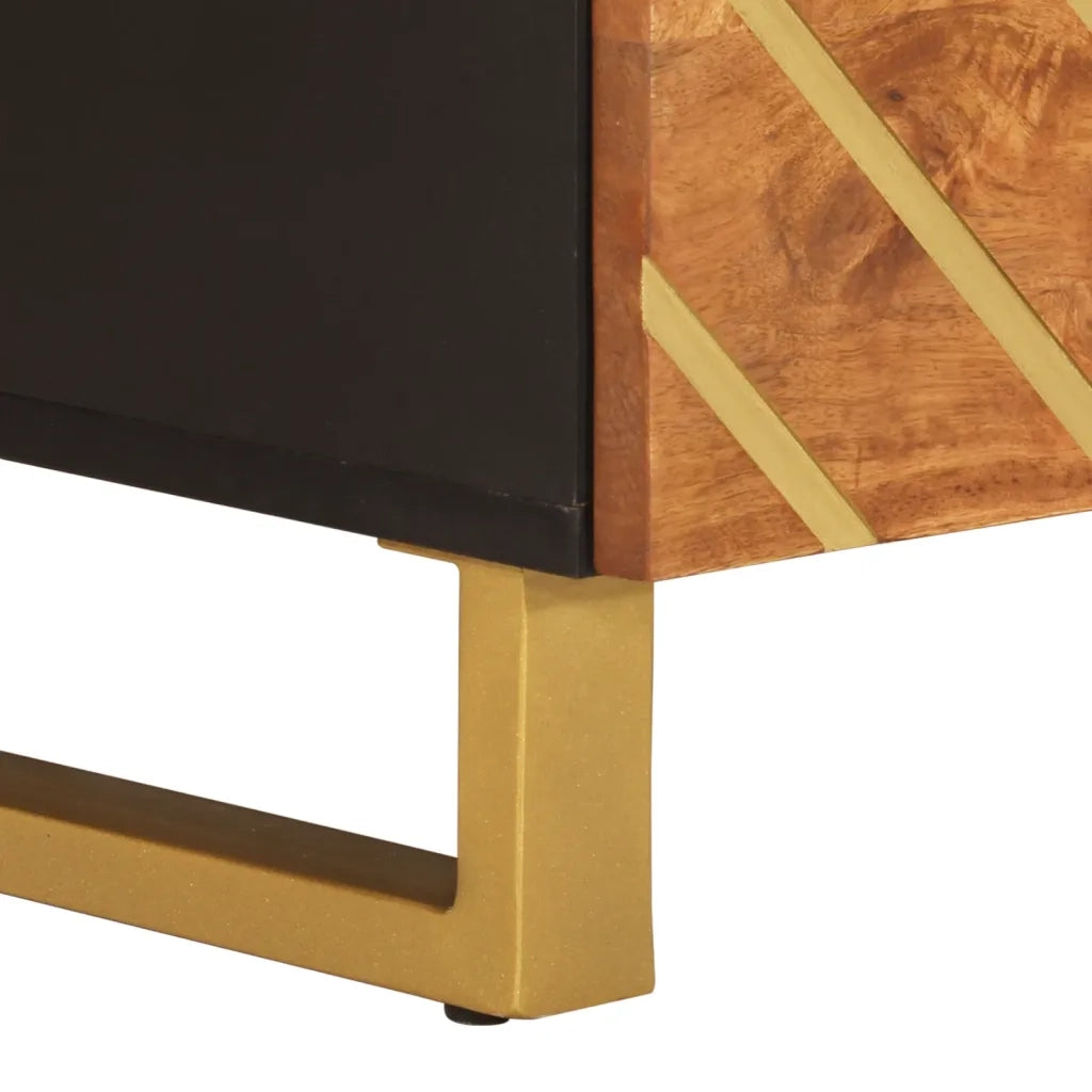 Tavolino da Salotto-Tavolino da soggiorno-Tavolo Marrone e Nero 80x54x40 cm Legno di Mango