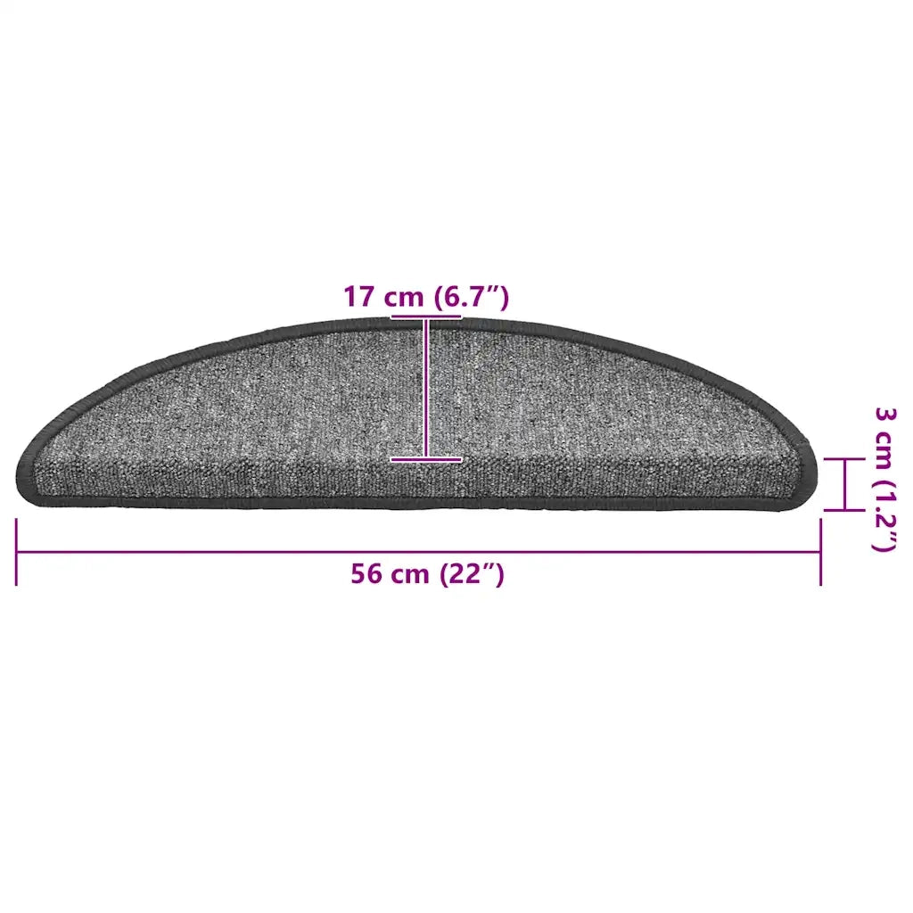 Tappetini per scale 30 pz | Gradini per Scale 56x17x3 cm Grigio scuro Semicircolari