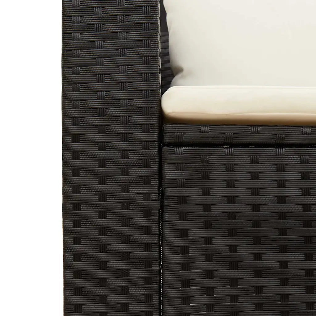 Set Divani da Giardino 5 pz con Cuscini Nero Polyrattan Acacia 365725
