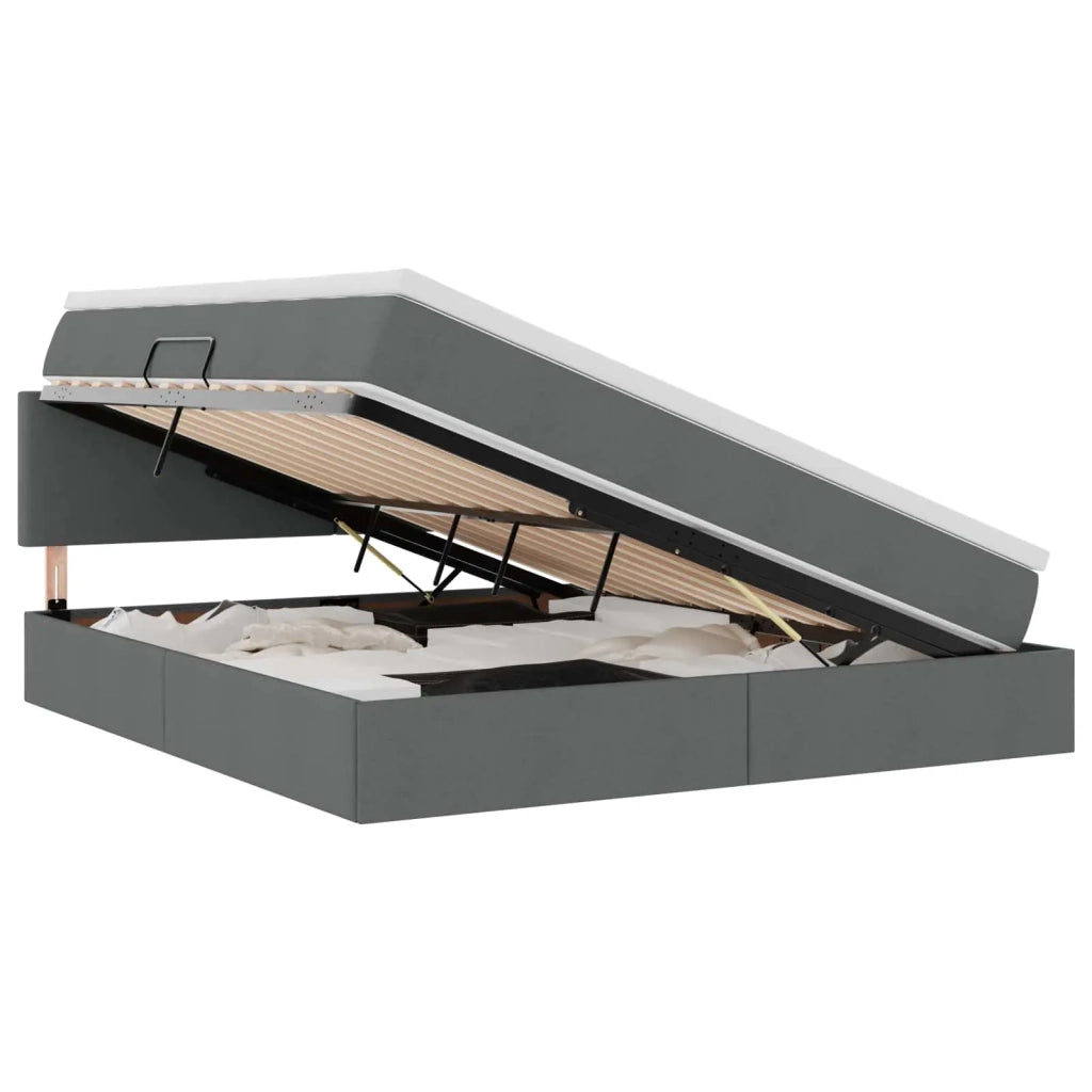 Letto con contenitore e materasso Grigio scuro 180 x 200 cm