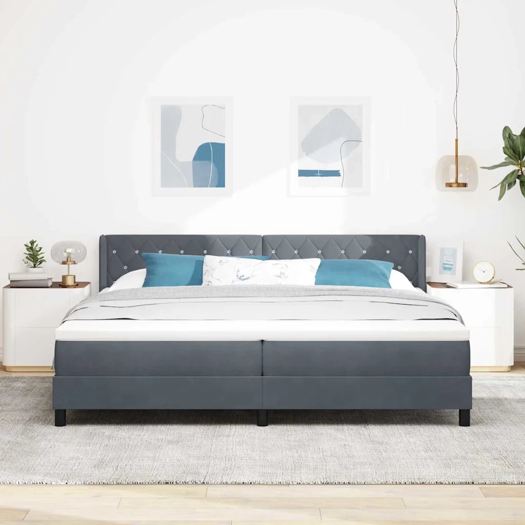 Letto a molle con testiera Grigio scuro 200 x 200 cm Velluto 3341433