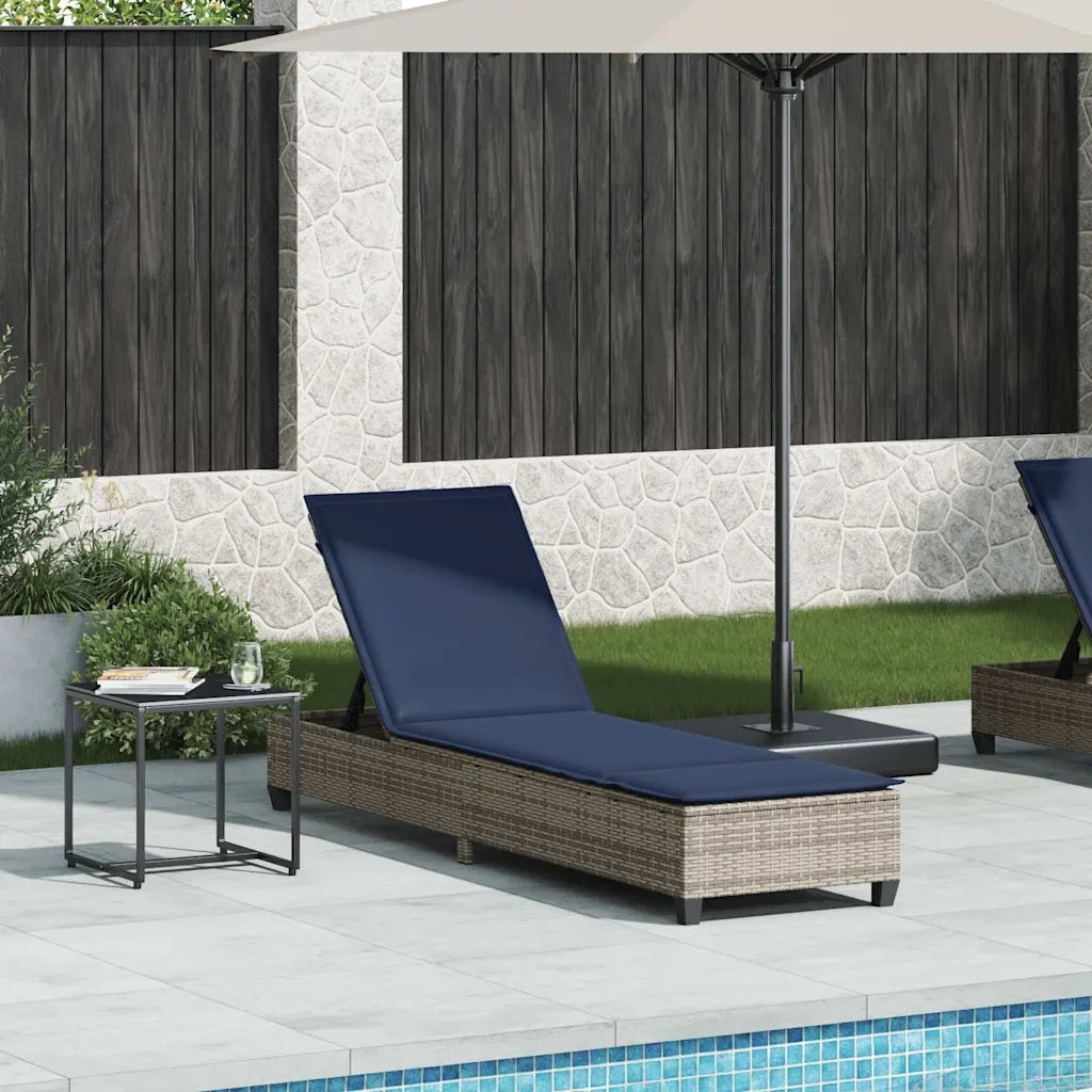 Lettino Prendisole con Cuscini Grigio 55x200x25,5cm Polyrattan 4104099