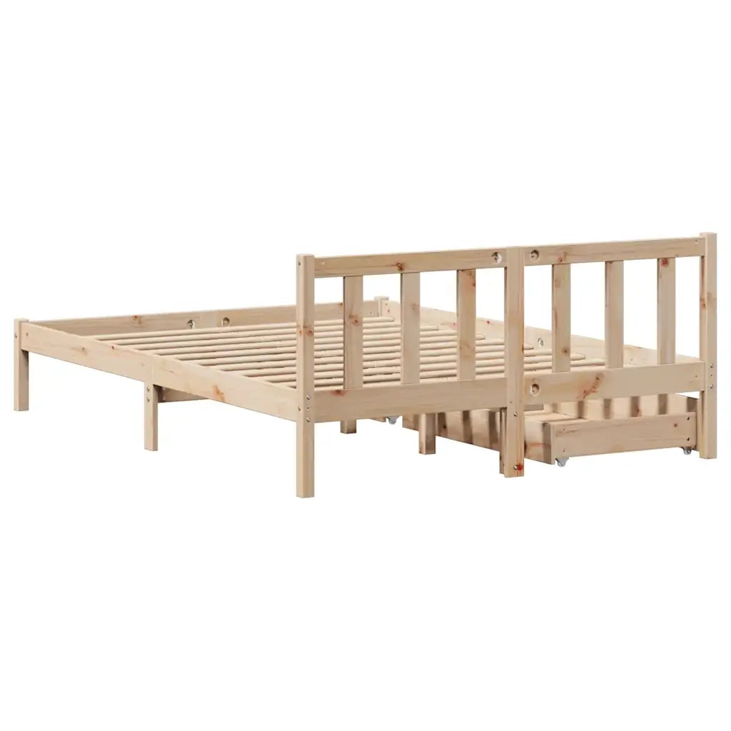Letto senza Materasso-Struttura Letto 135x190 cm in Legno Massello di Pino 507548