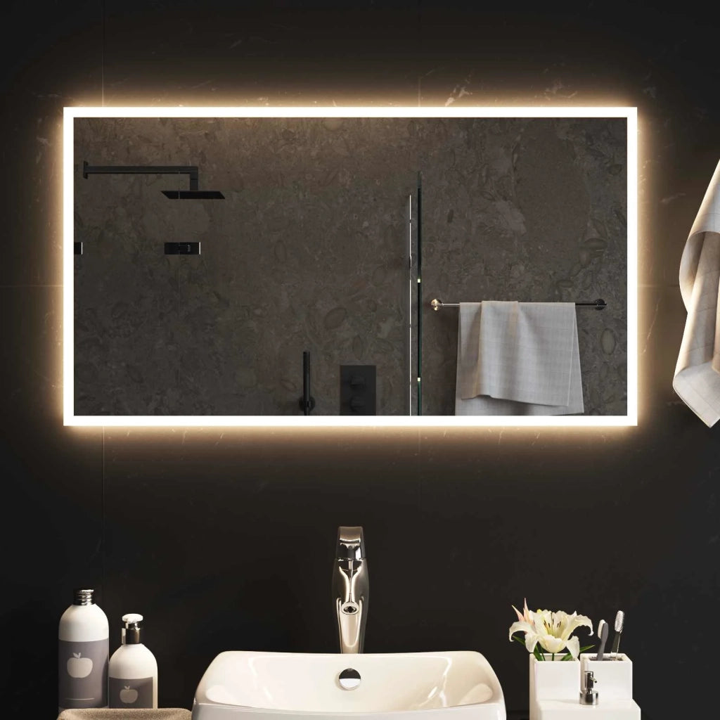Specchio da bagno LED Trasparente 90 x 50 cm vetro temperato 42045820