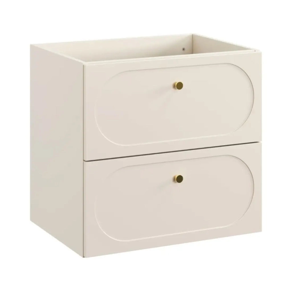 Set bagno TORNADO beige: mobile sottolavabo 60cm + piano per lavabo + lavabo da appoggio marrone rotondo