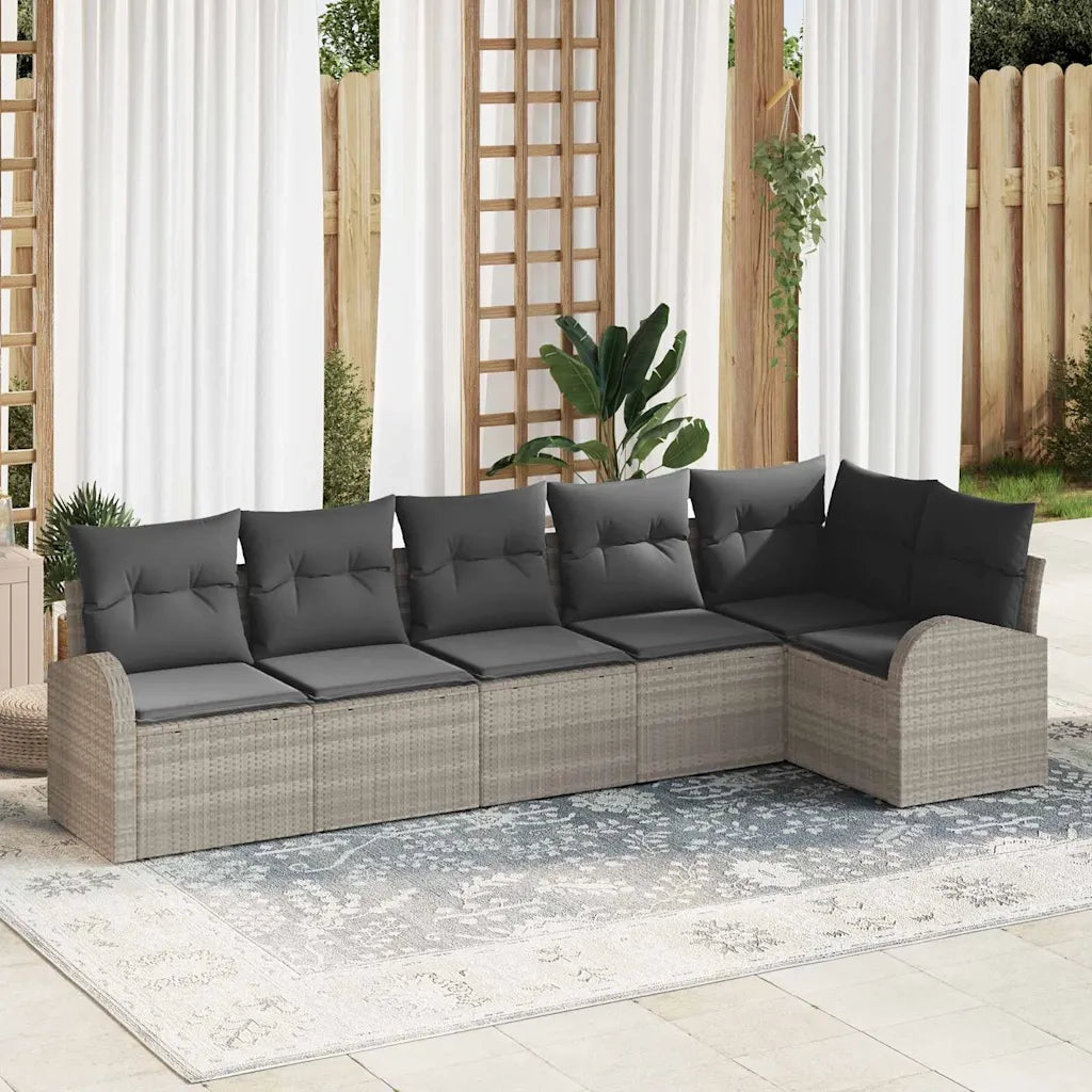 Set Divano da Giardino 6 pcs Grigio chiaro Poly Rattan 3346062