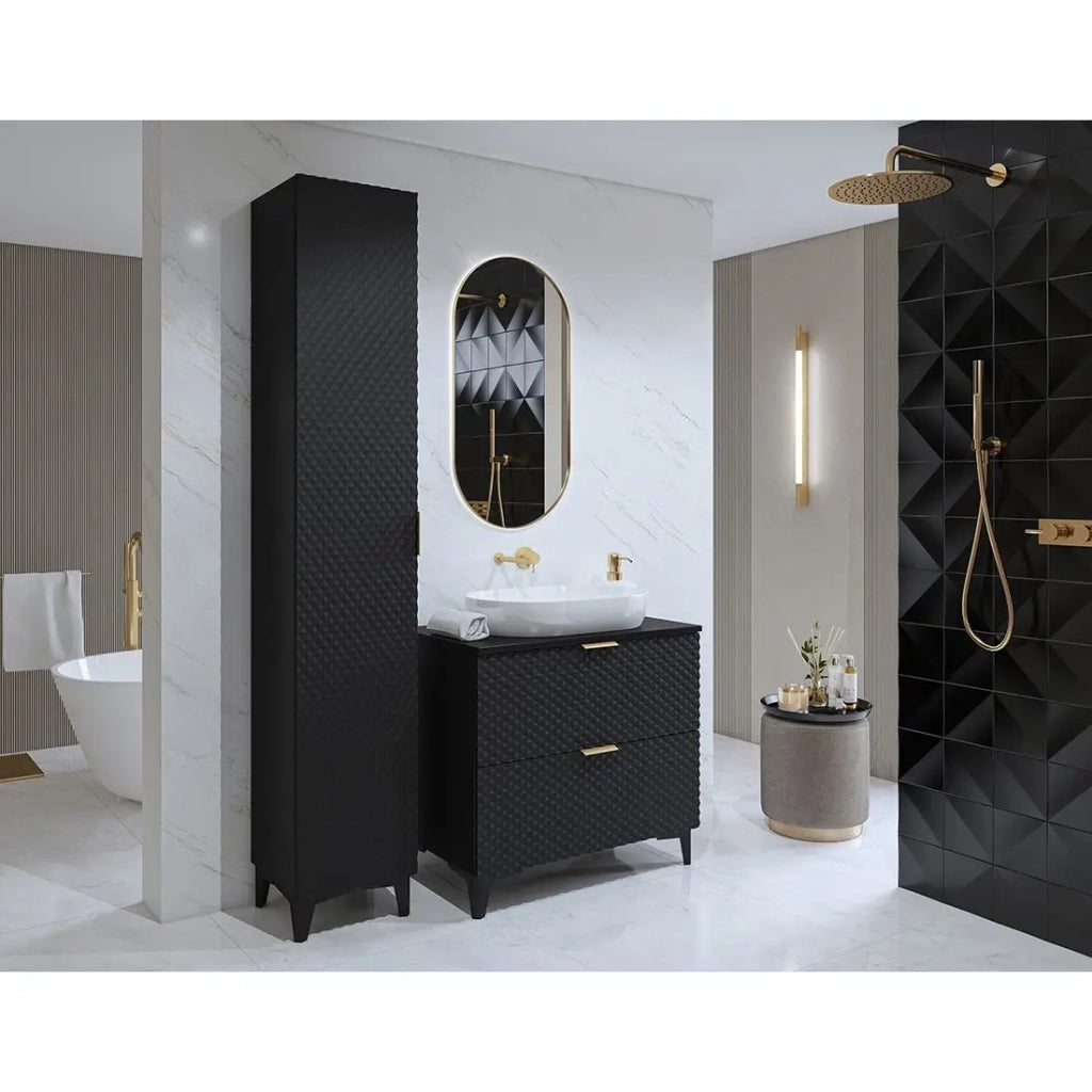 Set di 2 mobili da bagno collezione CHIC color nero e dorato.