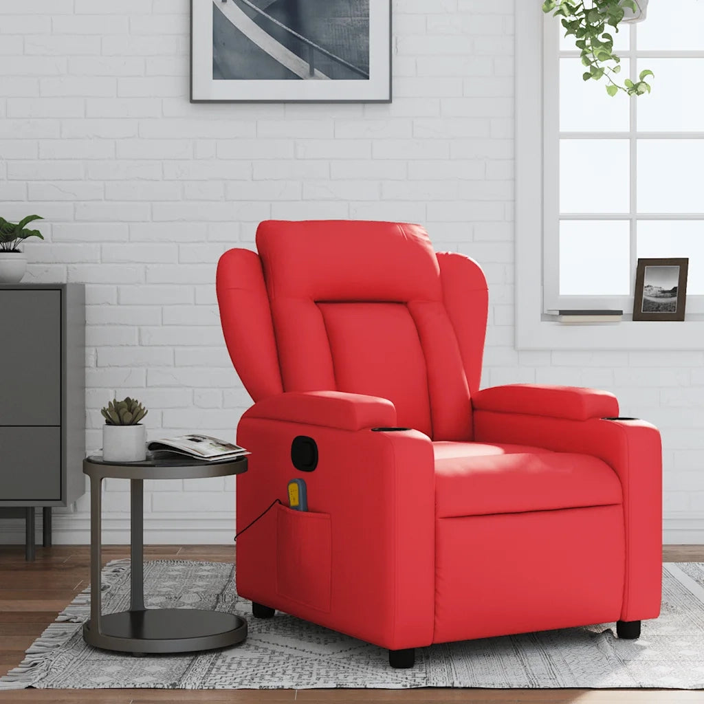 Poltrona Massaggiante Reclinabile Rossa in Similpelle 372439
