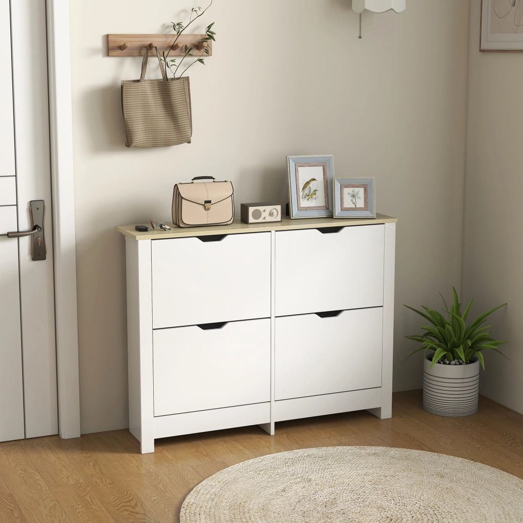 Scarpiera con cassetti e ripiani ¨C Minimal ¨C 105x26x80 cm bianco rovere
