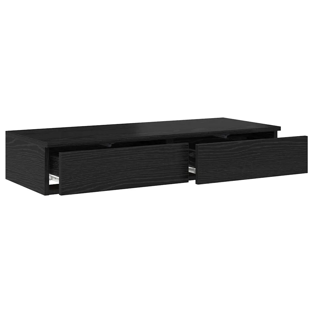 Cassetti per letto | Comodino | Armadio da Notte | Mobiletto da notte Rovere Nero 100 x 36,5 x 16,5 cm