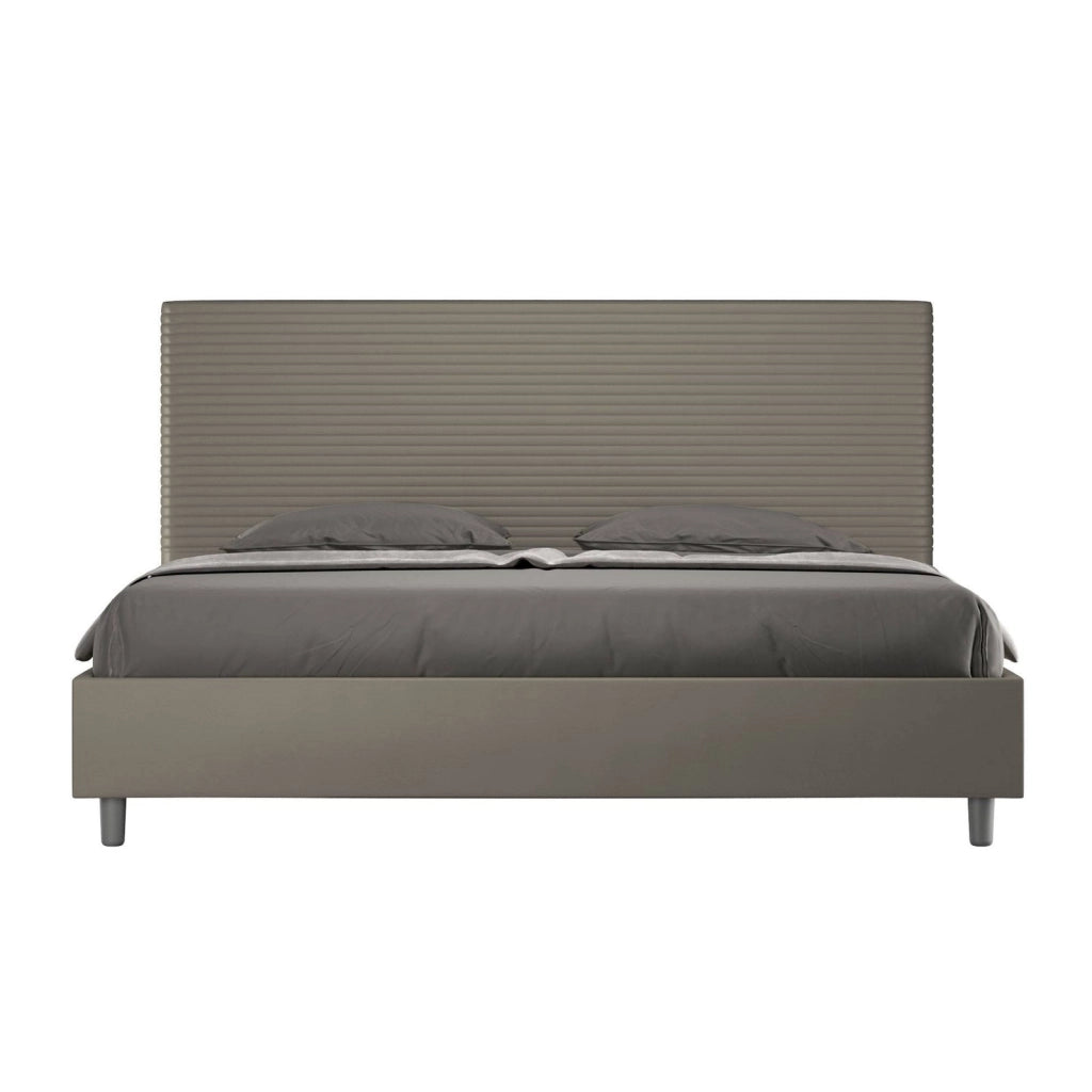 Letto matrimoniale king size contenitore imbottito 190x190 similpelle cappuccino Focus