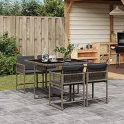 Set da Pranzo da Giardino 5 pz con Cuscini in Polyrattan Grigio