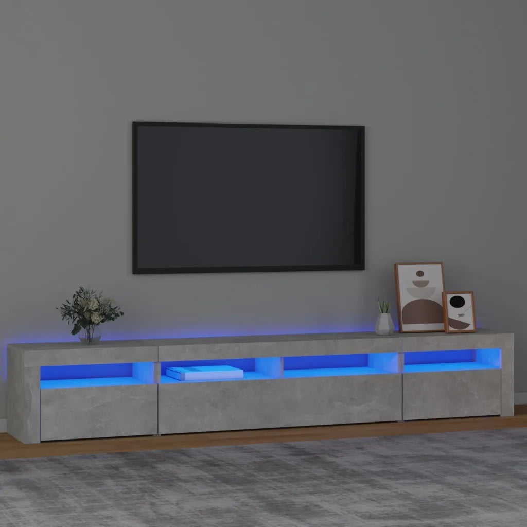 Mobile Porta TV con Luci LED-Mobile per TV-Credenza TV Grigio Cemento 240x35x40 cm