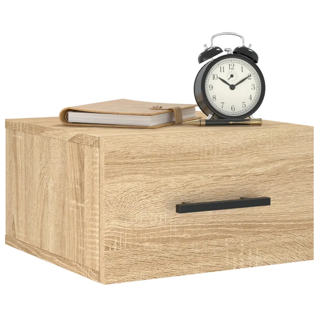 Set di 2 Comodini | Armadio da Notte | Mobiletto da notte a Muro Rovere Sonoma 35x35x20 cm