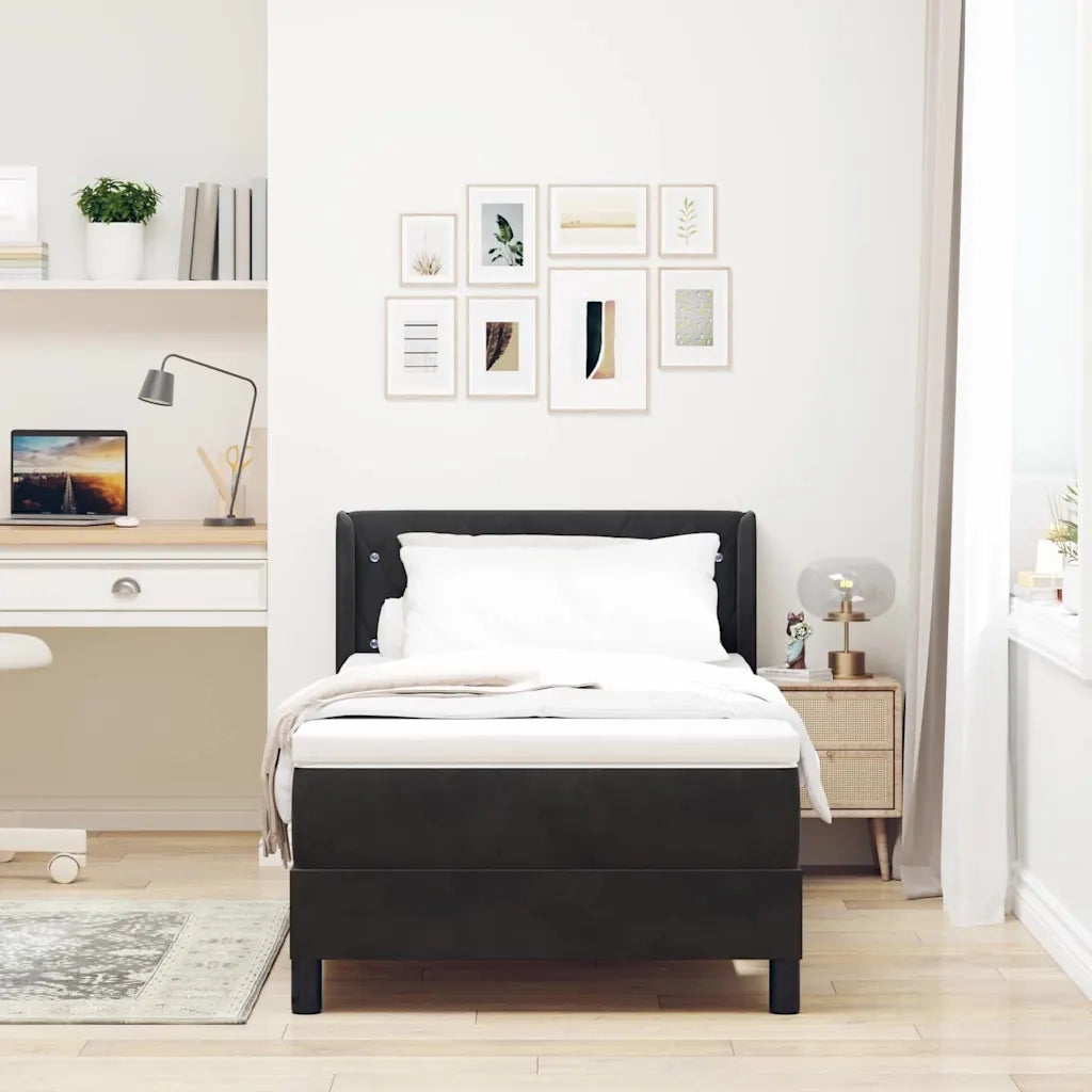 Letto a molle con testiera Nero 200 x 90 cm Velluto 3341398