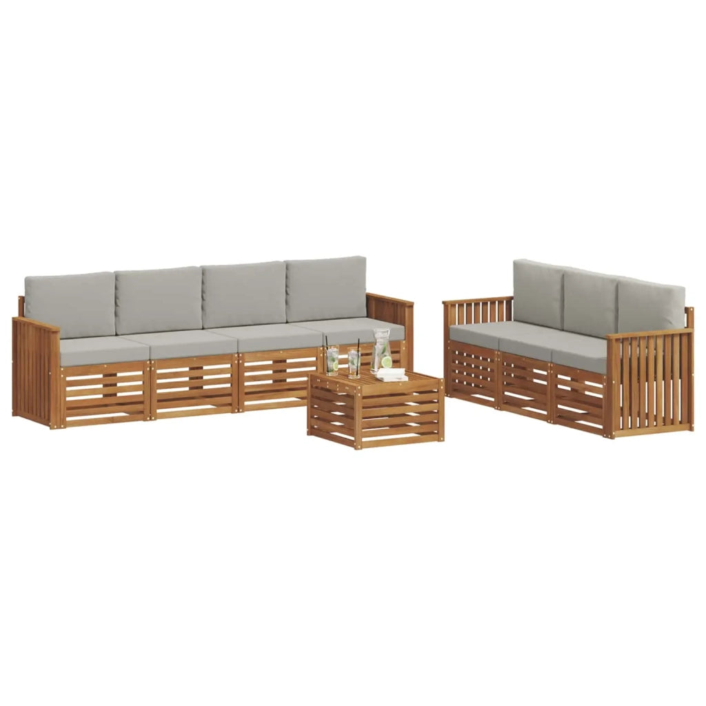 Set divani con cuscino 8 pcs Grigio Naturale e Chiaro 3374486