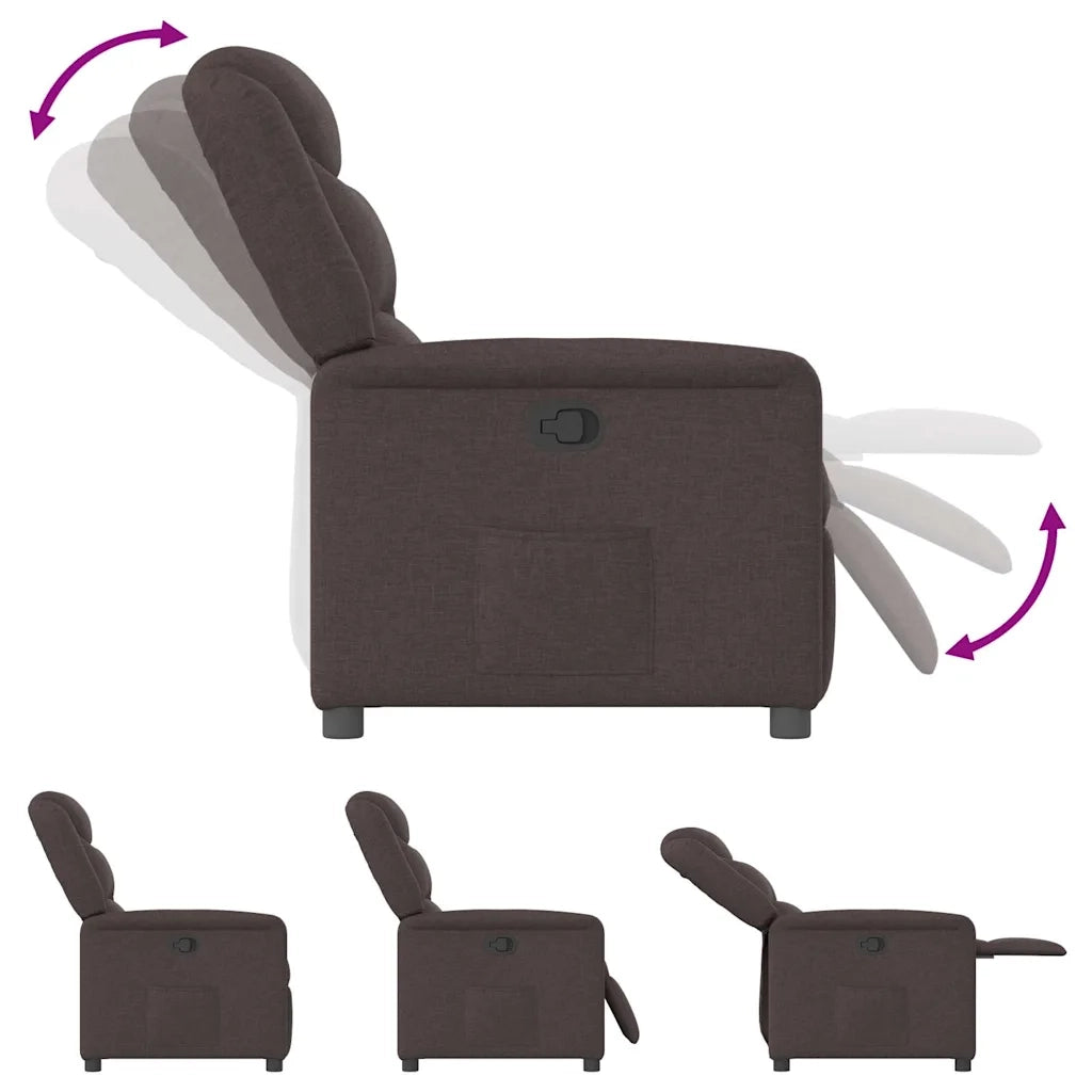 Poltrona Reclinabile Marrone Scuro in Tessuto 4015601