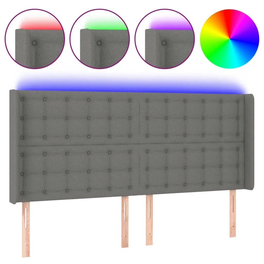 Testiera a LED GrigioScuro 163x16x118/128cm inTessuto 3124489