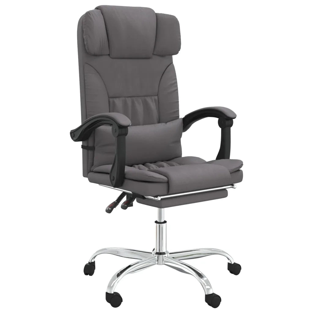 Poltrona da Ufficio Massaggiante Reclinabile Grigio Similpelle 349745