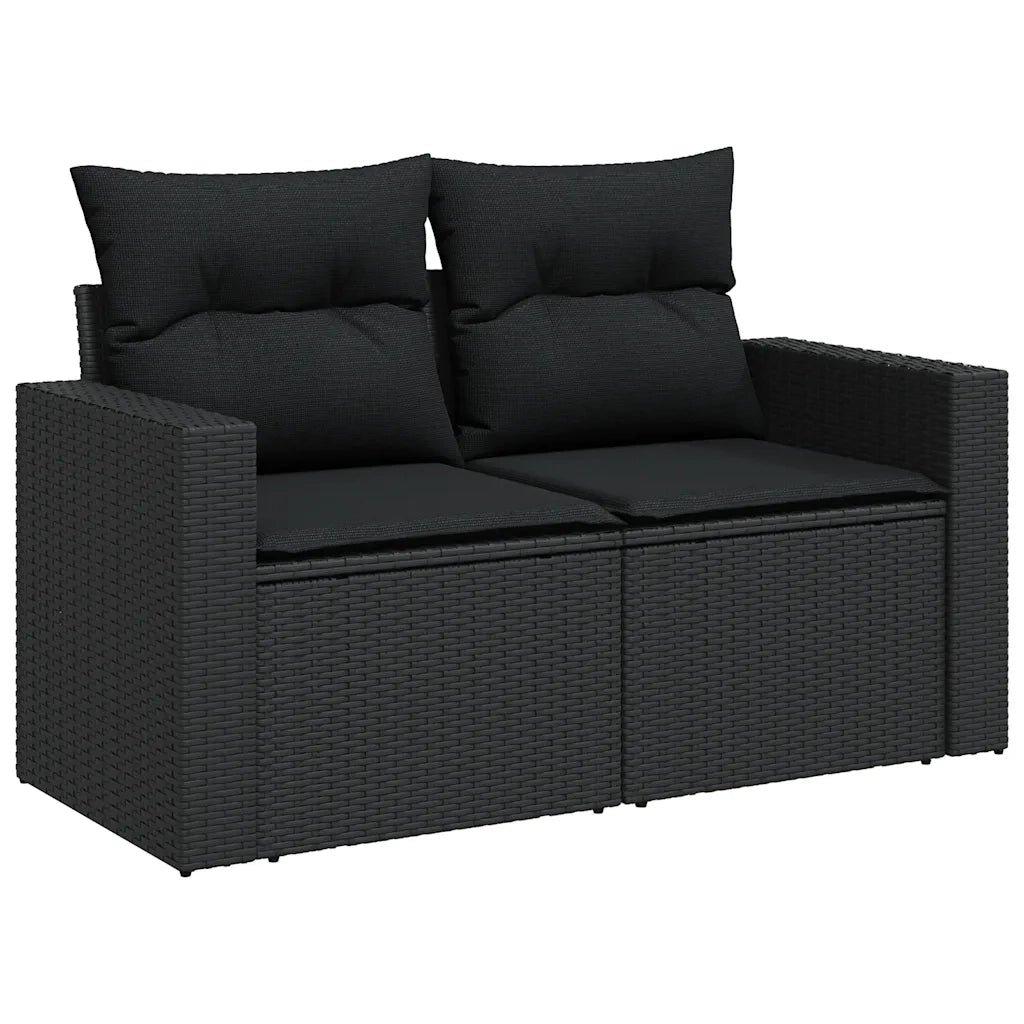 Set Divani da Giardino con Cuscini 8 pz Nero in Polyrattan 3325431
