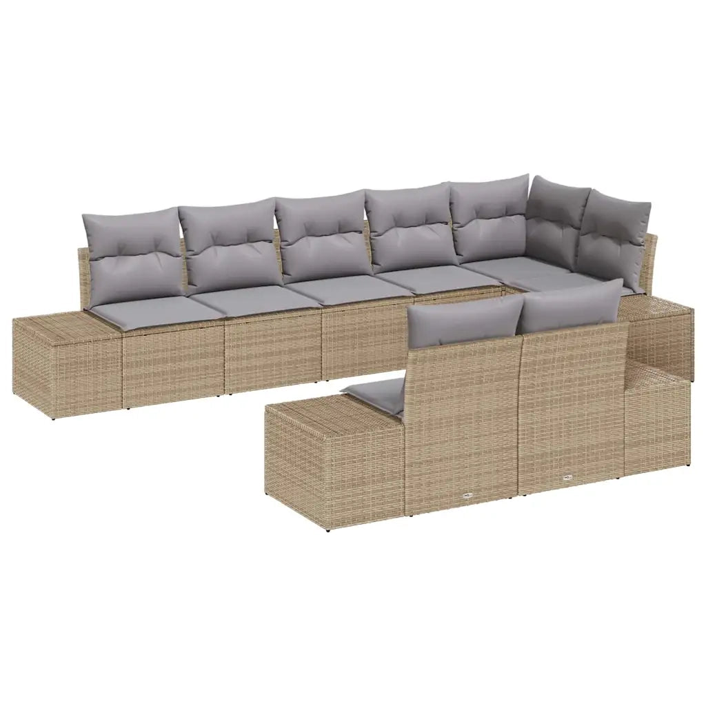 Set Divano da Giardino 8 pcs Beige e grigio polyrattan 3347110