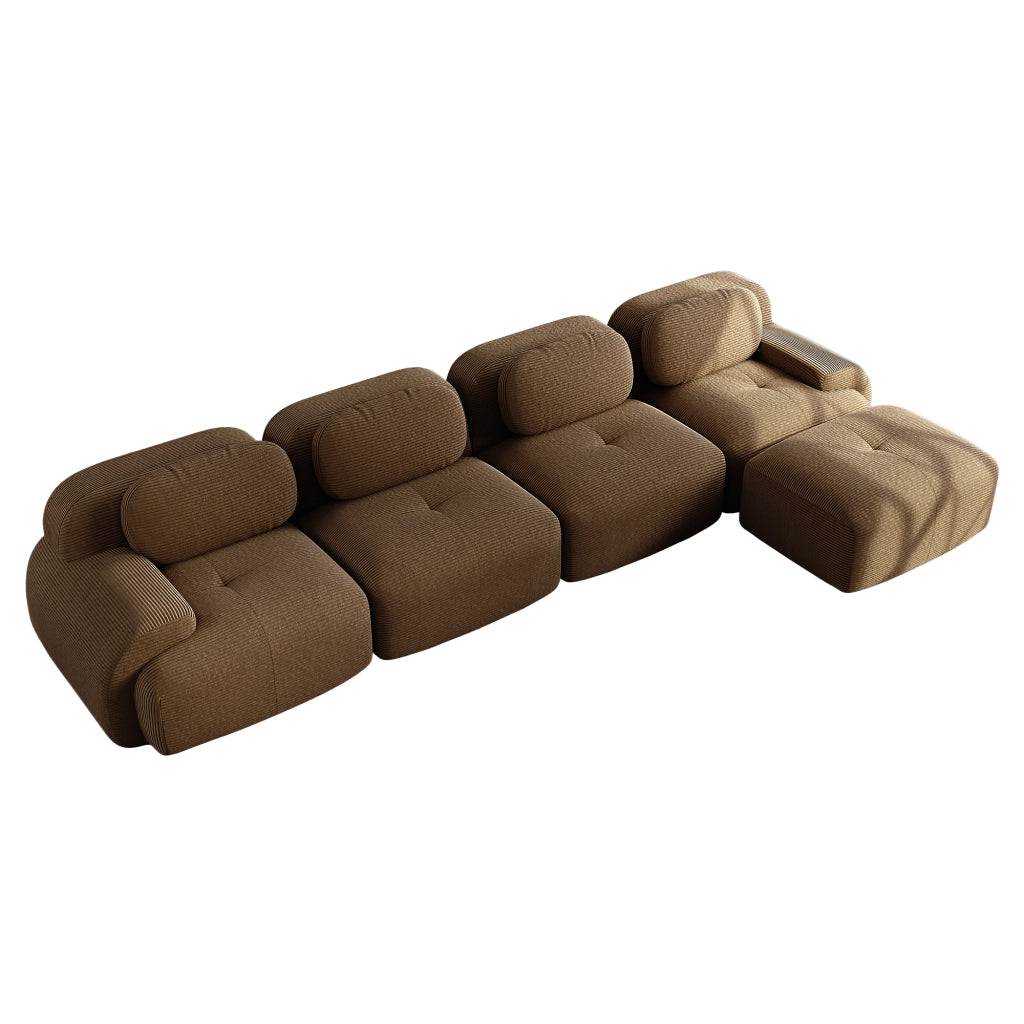Divano Angolare 4 Posti con Chaise Longue ¨C Xylo ¨C Marrone, Braccioli Extra Larghi