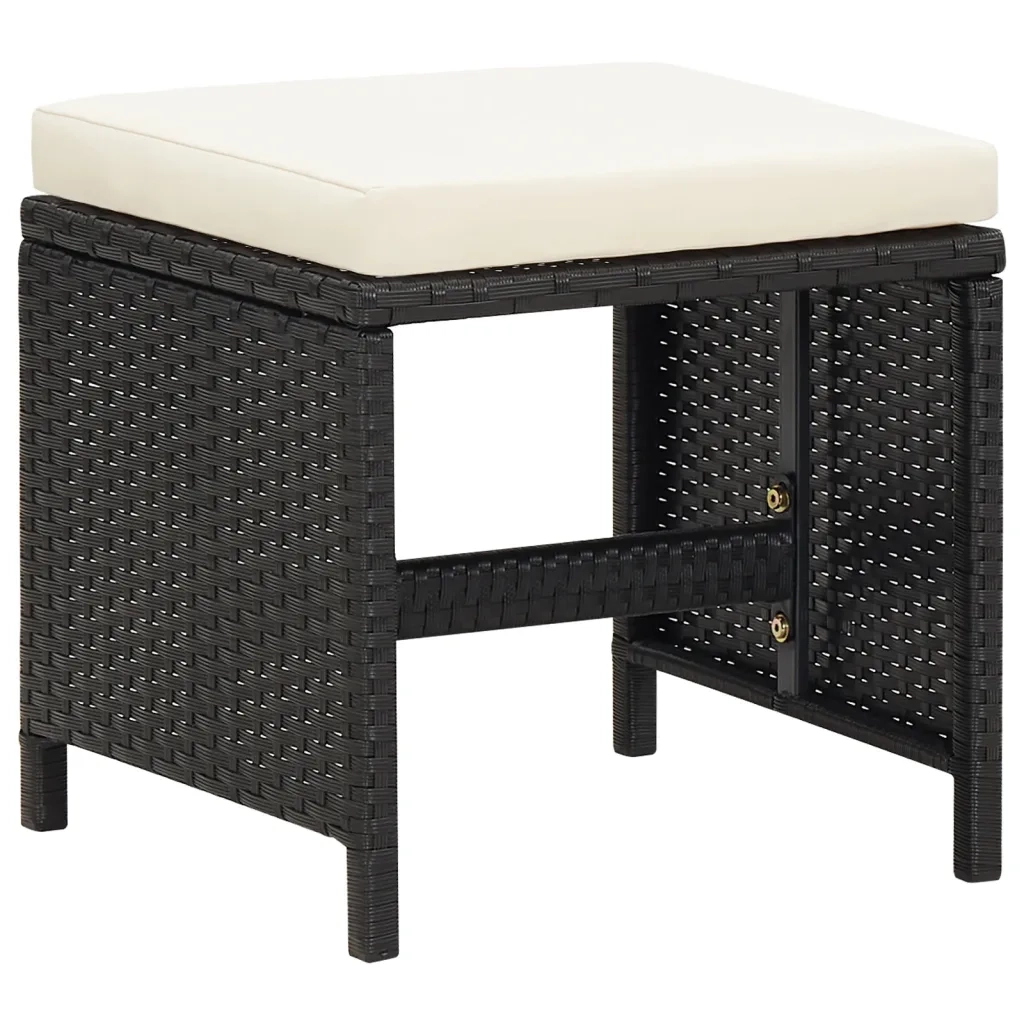 Sgabelli da Giardino 4 pz con Cuscini in Polyrattan Nero CFW5621854
