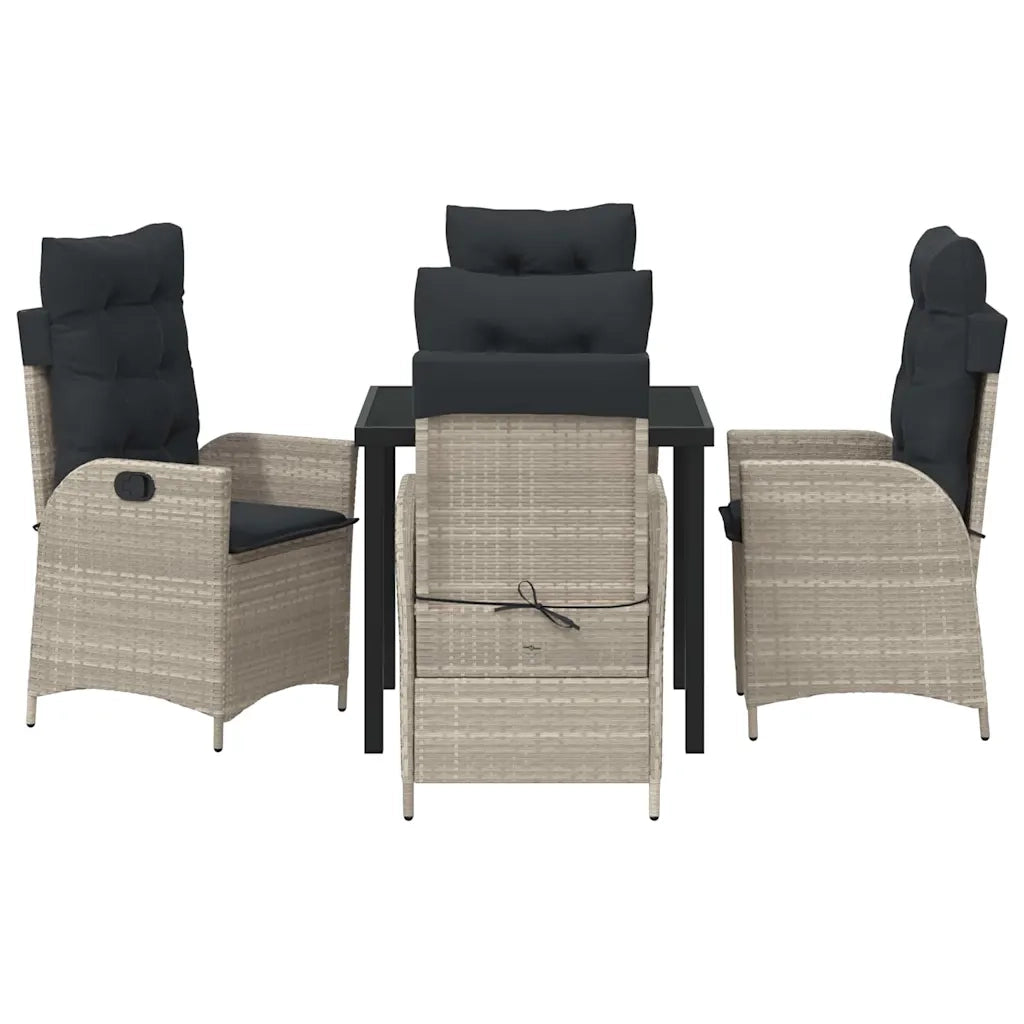 Set da Pranzo per Giardino 5 pcs Grigio chiaro polyrattan