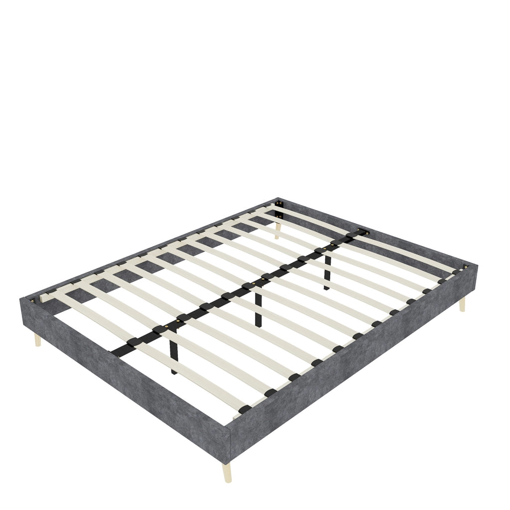 LETTO 140x200 cm Velluto olandese Grigio con testiera alta