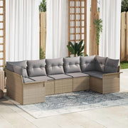 Set Divano da Giardino con cuscino 7 pcs Beige polyrattan