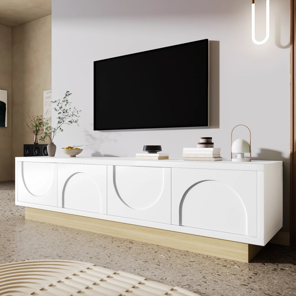 Cassettiera per TV bianca in MDF lunghezza 175 cm