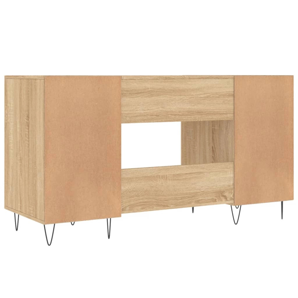 Scrivania tavolo postazione di lavoro mobile per computer studio rovere Sonoma 140 x 50 x 75 cm legno ingegnerizzato marrone 02_0023651