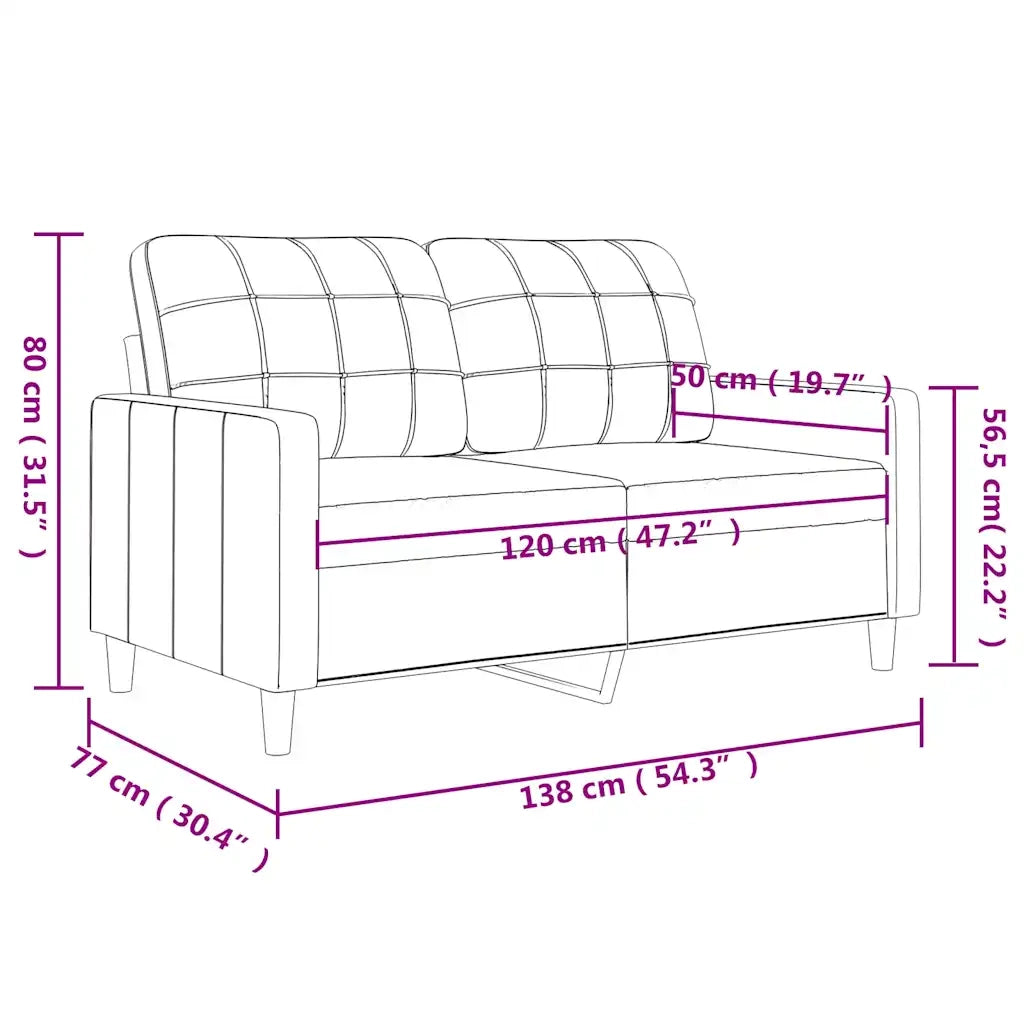 Divano a 2 Posti-Sofa 2 Posti Tortora 120 cm in Tessuto 374496