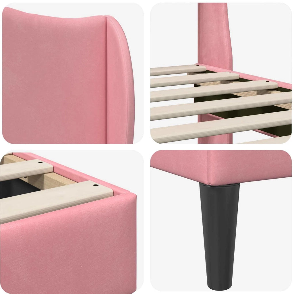 Struttura del letto con testiera-Giroletto Rosa 140 x 200 cm Velluto 592270