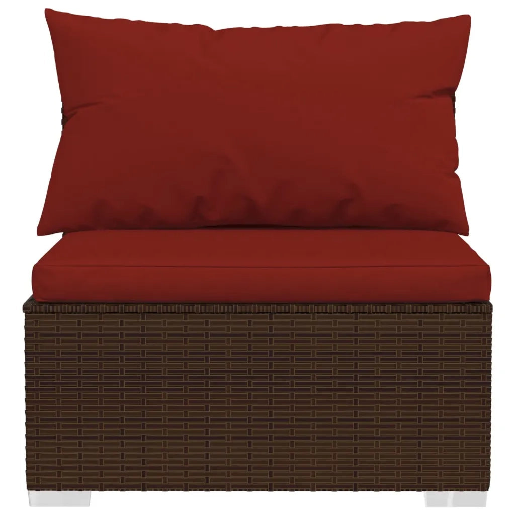 Set Divani da Giardino 11 pz con Cuscini in Polyrattan Marrone 3102811