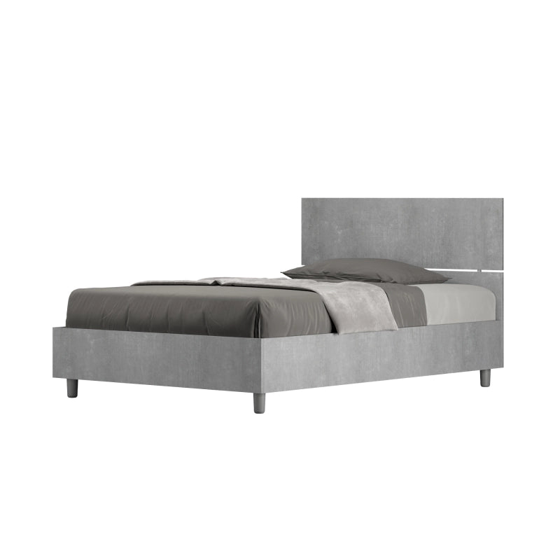 Letto 1 piazza e mezza 120x200 cm testata dritta Demas - Senza rete,Grigio