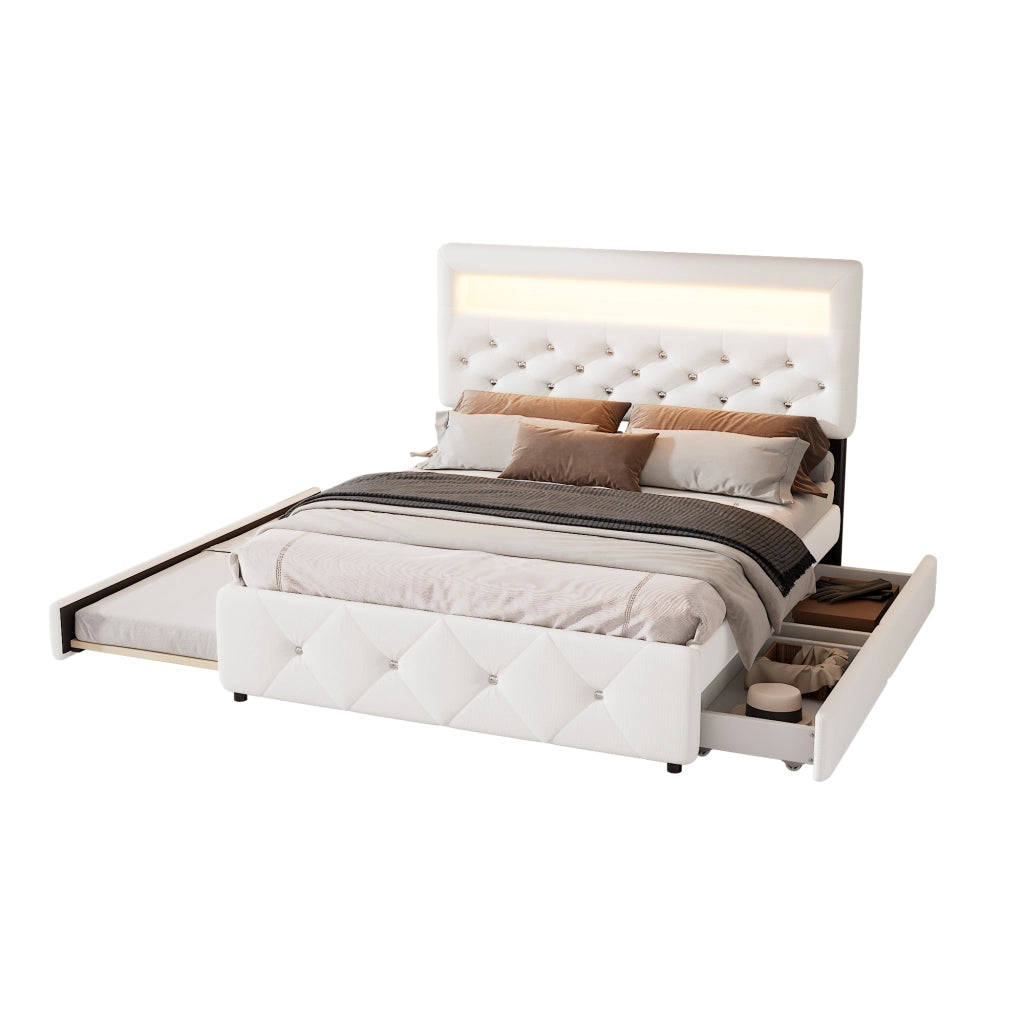 letto imbottito cotone e lino bianco 140 x 200 cm