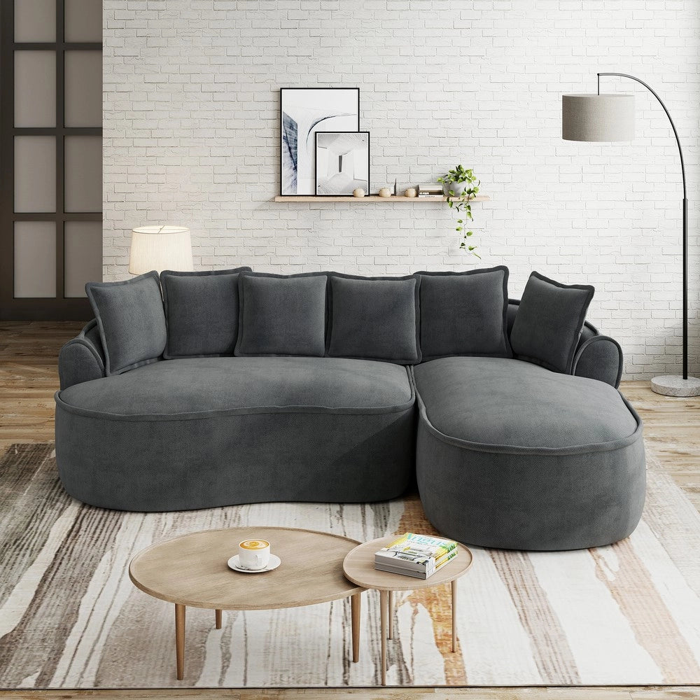 Divano Angolare Modulare Chaise Longue con Cuscini ¨C Xylo ¨C Chenille Grigio