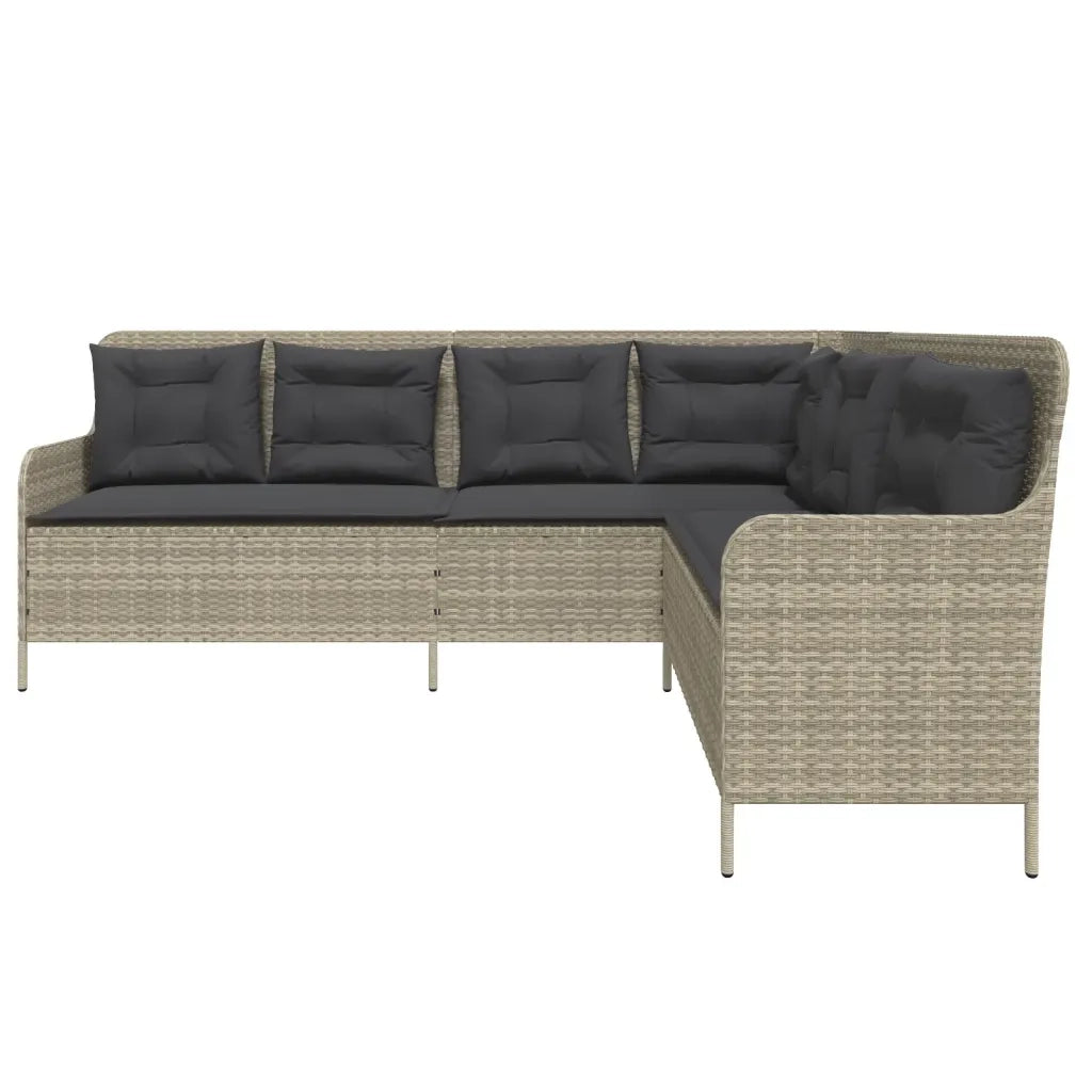 Divano da Giardino con Cuscini a L Grigio Chiaro in Polyrattan 369005