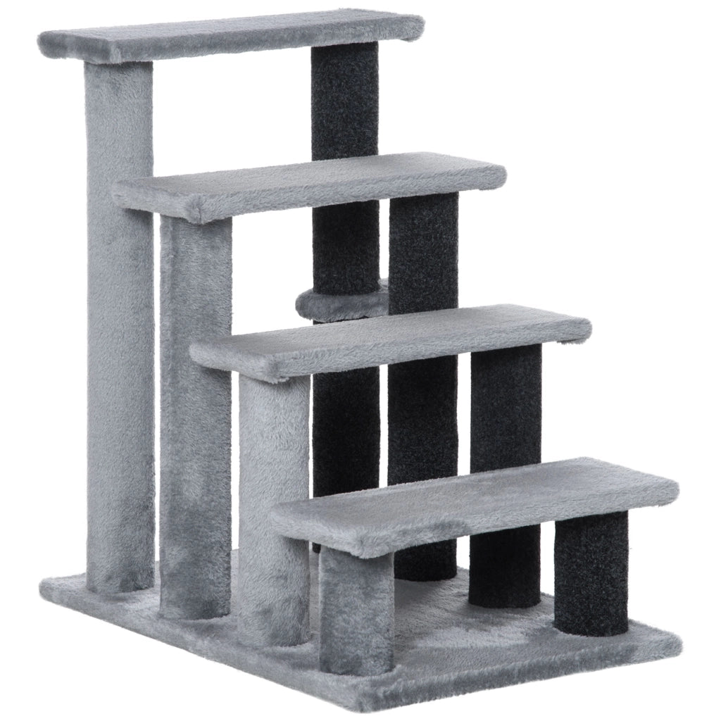 Scala per gatti 4 gradini con colonne graffianti ¨C Minimal ¨C grigio 60x40x64 cm