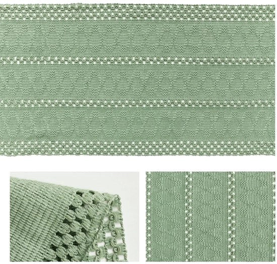 Operatore per tavolo da pranzo in legno rustico con finitura verde chiaro, dimensioni 30x183 cm