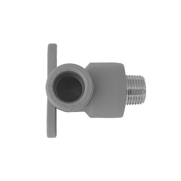 GOMITO FILETTATO MASCHIO CON STAFFE IN POLIPROPILENE- 1/2 x Diam. 20 Grigio- DH- pezzi 1