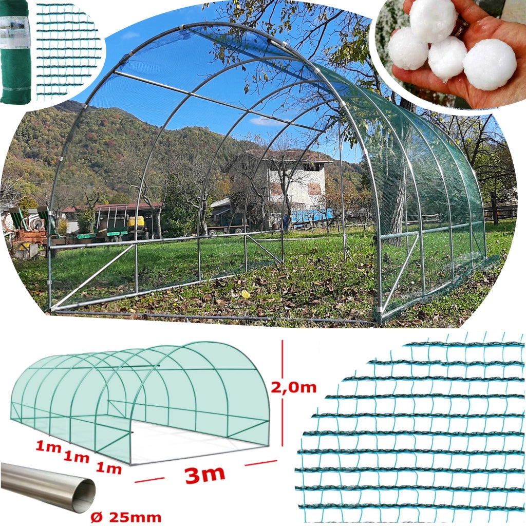 Serra Tunnel NetPlus 3x12m con rete antigrandine